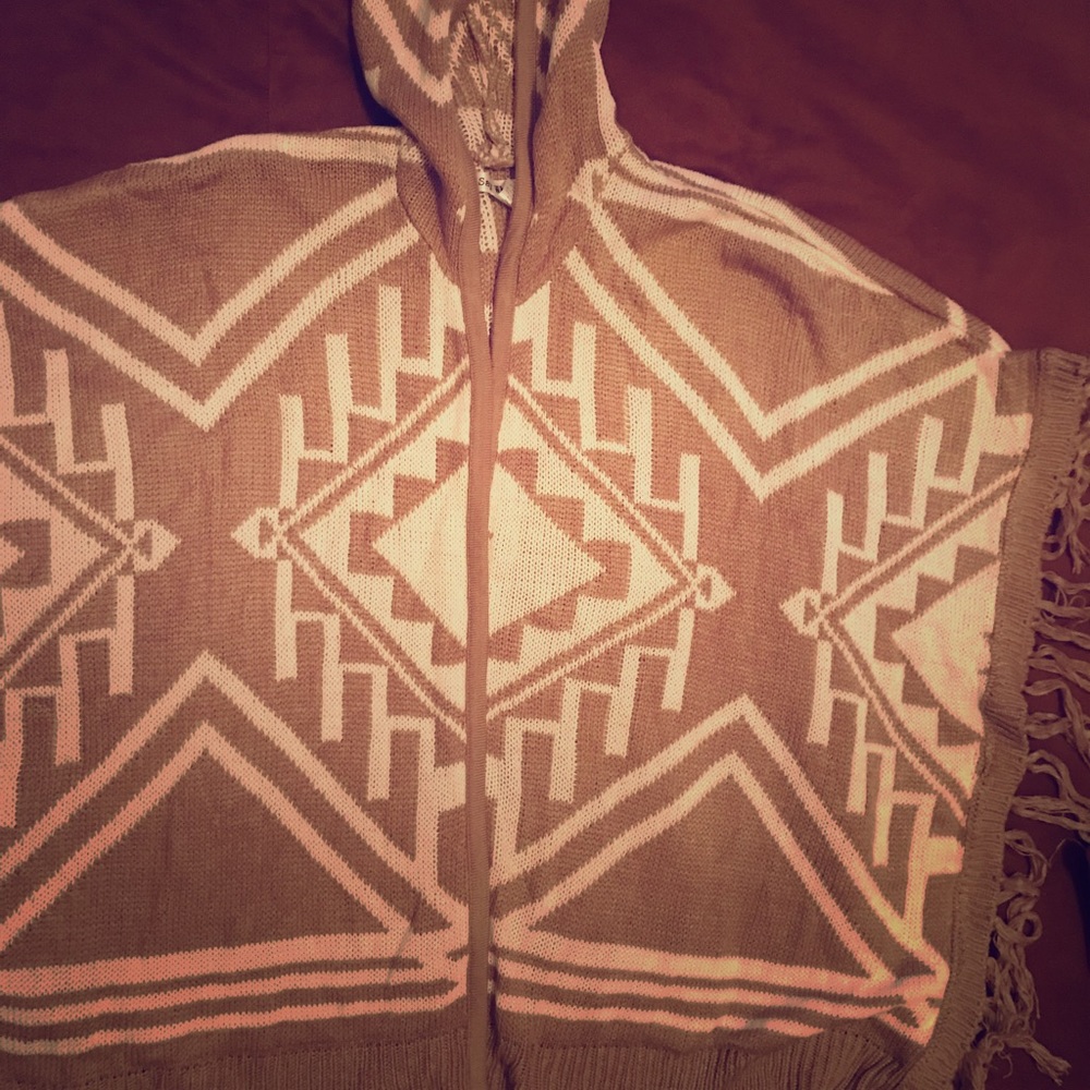 Fringed hoodie sweater